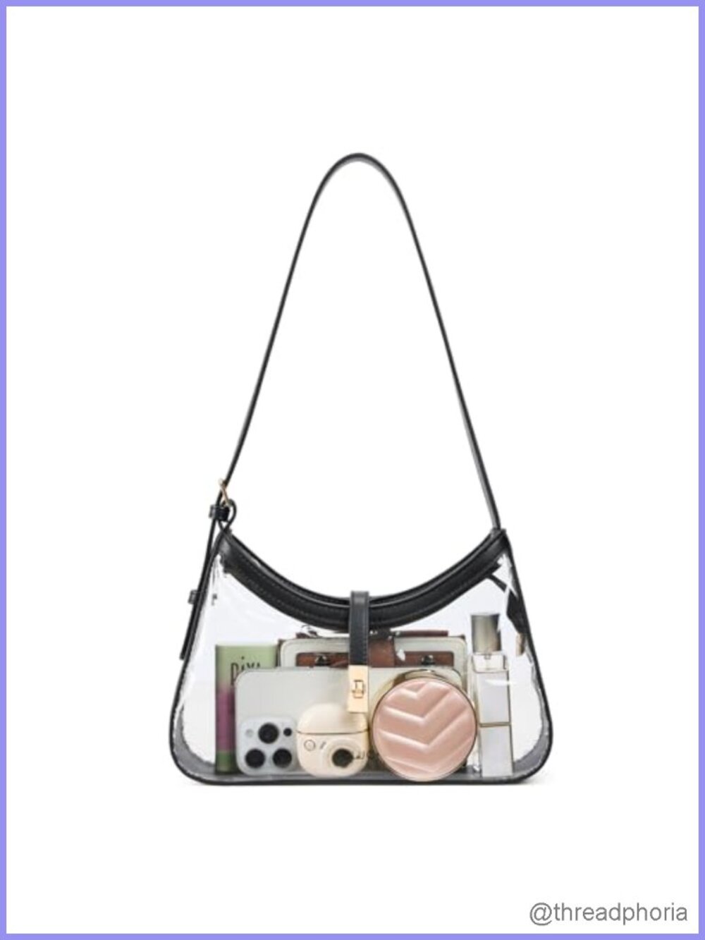 Clear Shoulder Bag for Stadium Events, Small Transparent Purse with Adjustable